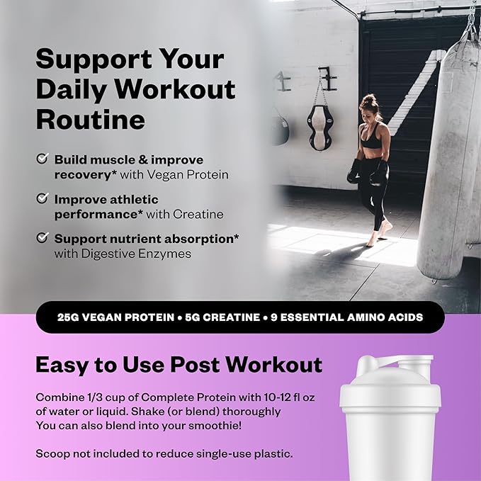 RNWY 25g Acai Protein + 5g Creatine Powder, Vegan Plant-Based Protein with Digestive Enzymes to Build & Recover, 21 Servings