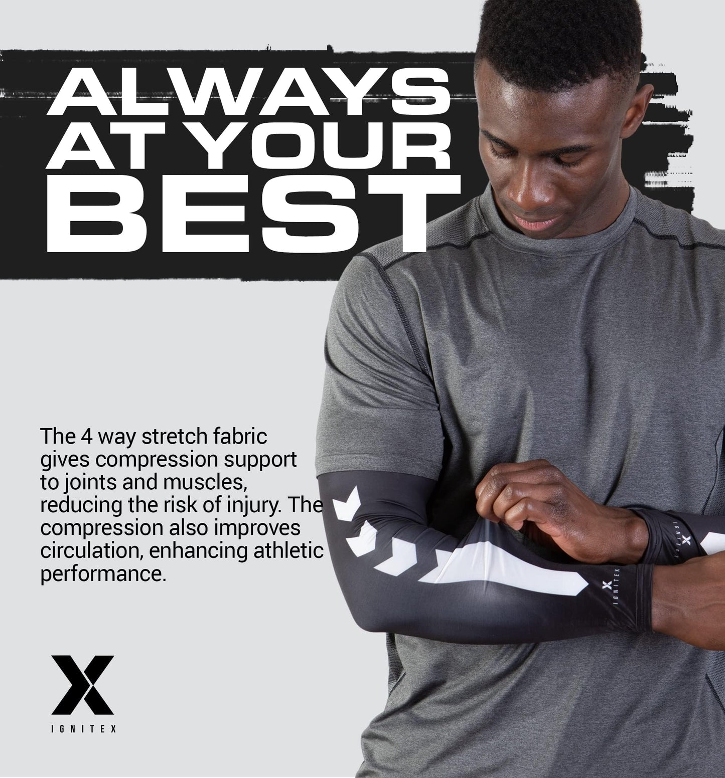 IGNITEX Compression Arm Sleeves - Athlete Sleeves - Sun Protection Cover Up Sleeves, UV Protection Arm Cover Compression Sleeves