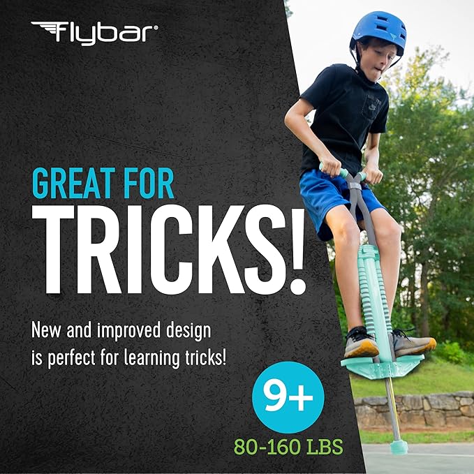 Flybar Master Pogo Stick for Kids Ages 9+, 80–160 lbs – Easy Grip Handles – Active Exercise Toy for Tweens & Teens – Outdoor Toy with Non-Slip Foot Pegs for Boys and Girls – No Assembly Needed