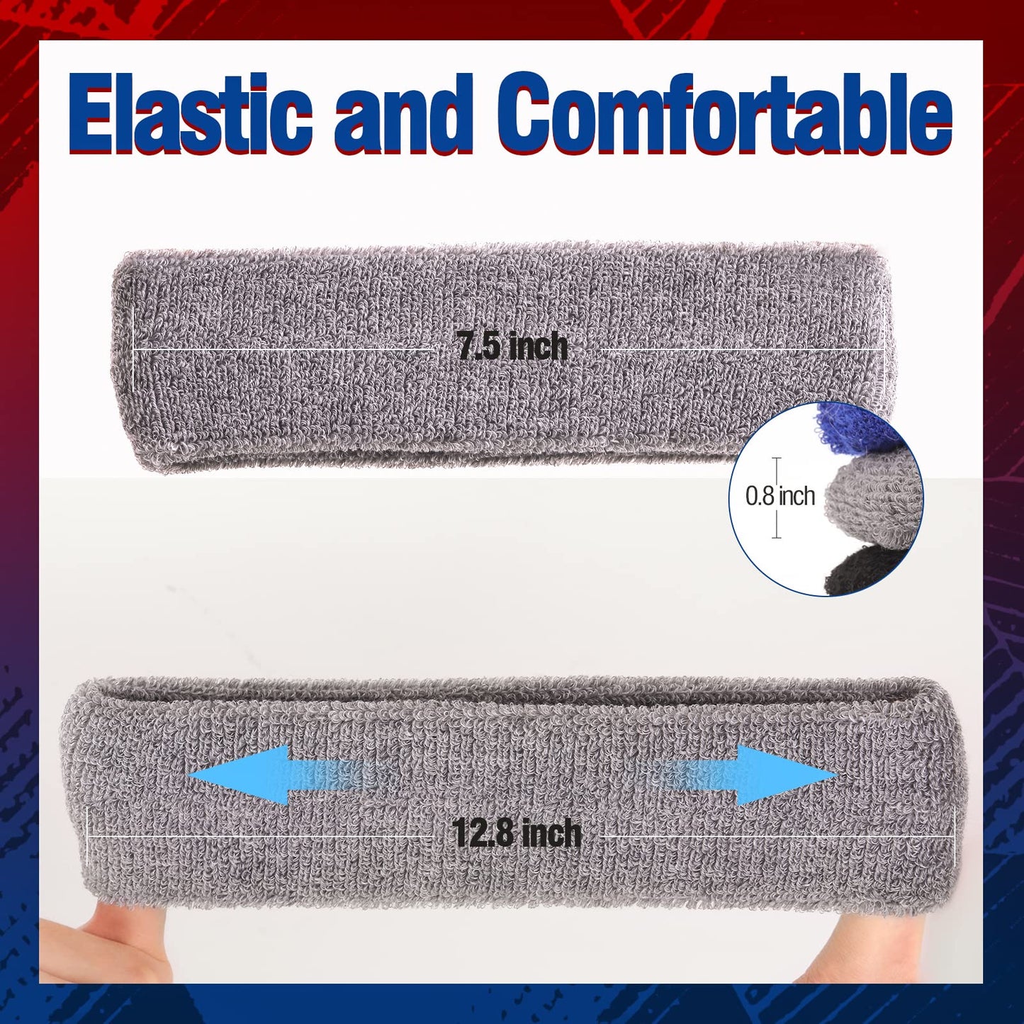 NONSTOP Mens Headband Sweatbands for Men Women, Sweat Wicking Head Bands Mens Sports Towel Headbands Cotton Terry Cloth Sweat Band for Tennis, Basketball, Running, Gym, Workout, Exercise