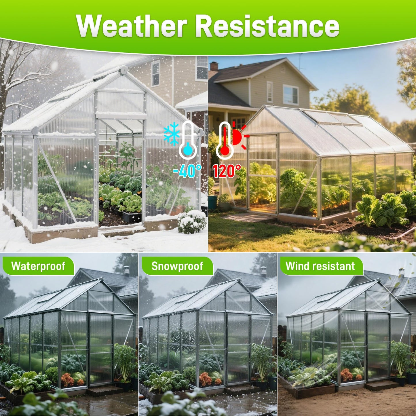 Quibbay 8PCS Polycarbonate Greenhouse Panels, 6' x 4' x 0.16'' Twin-Wall Panels Polycarbonate Sheet, Clear Waterproof UV Protected Corrugated Plastic Roof Panels for Greenhouse Replacement