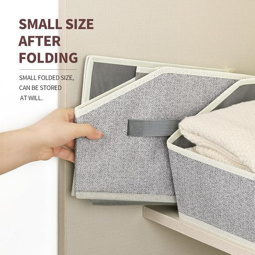 Homsorout Storage Bins - Large Trapezoid Closet Organizers with Handles | 6-Pack Light Gray Fabric Baskets