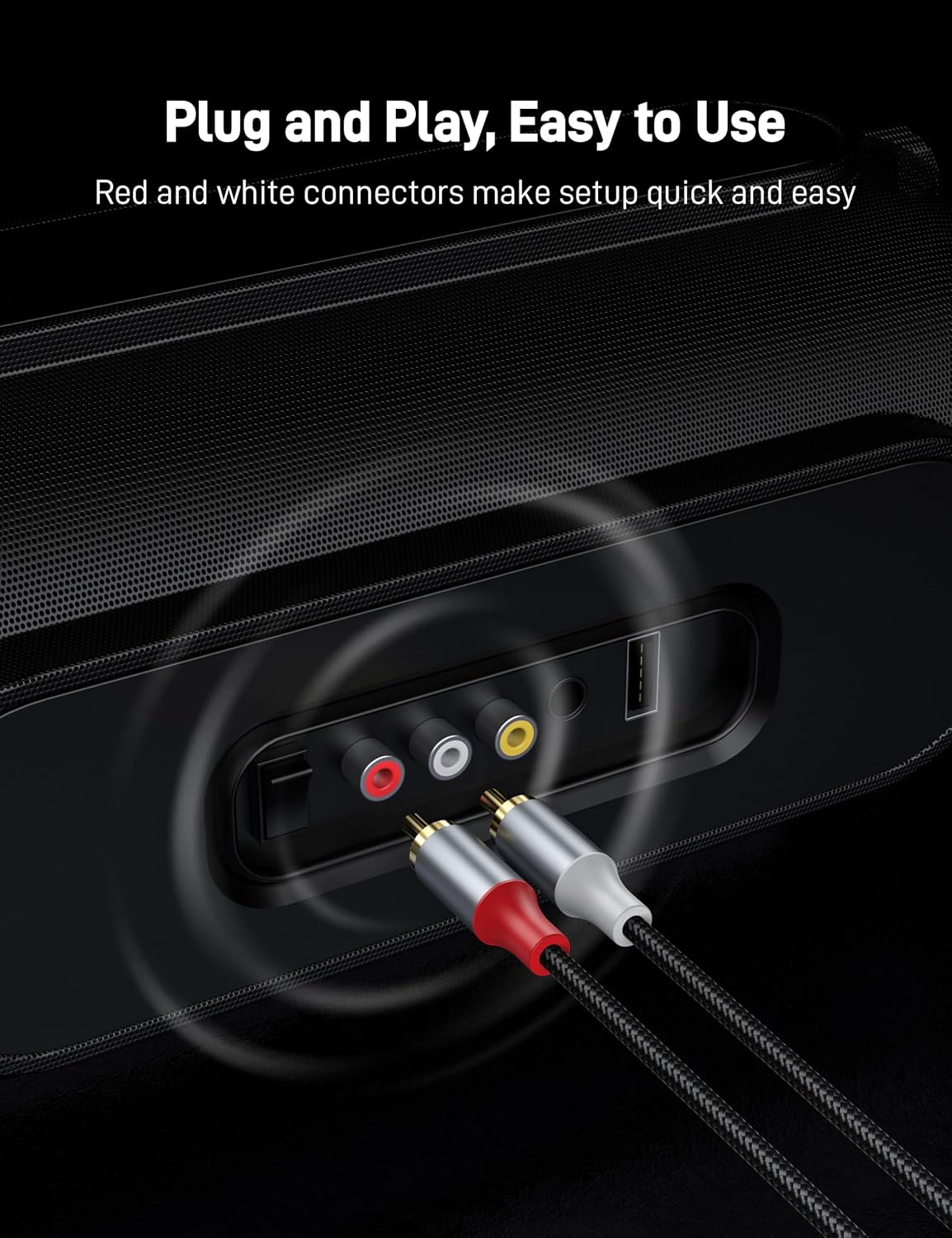 2RCA 3.3FT, 2RCA 2RCA Audio Cable Male to Male Stereo Audio RCA Cables, Dual Shielded Hi-Fi Stereo Cord with Gold