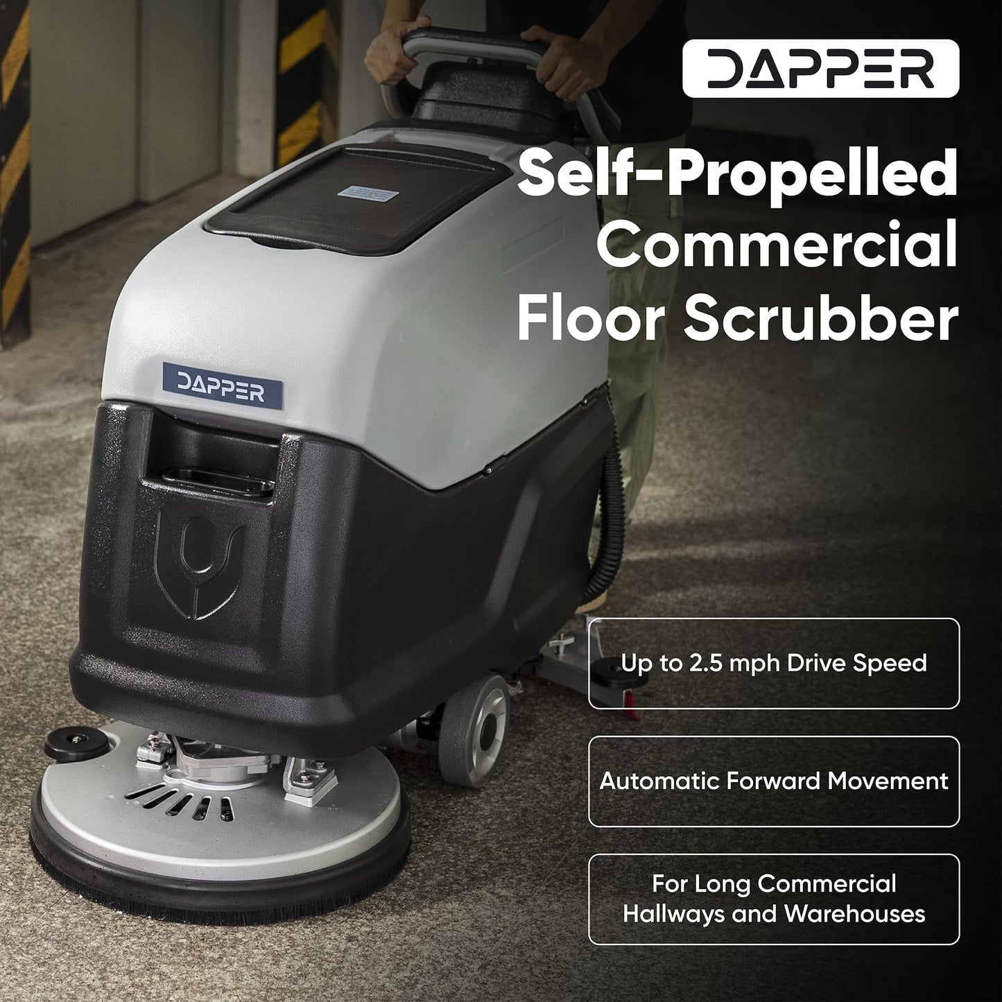 Battery Powered Self Propelled Walk-Behind Floor Scrubber Polisher Machine, 20" Cleaning Path,14.5/17 Gal Tanks, 4Hr Runtime, Up to 2.5 MPH Speed Includes 2 Brushes & 3 Scouring Pads – 2-Year Warranty