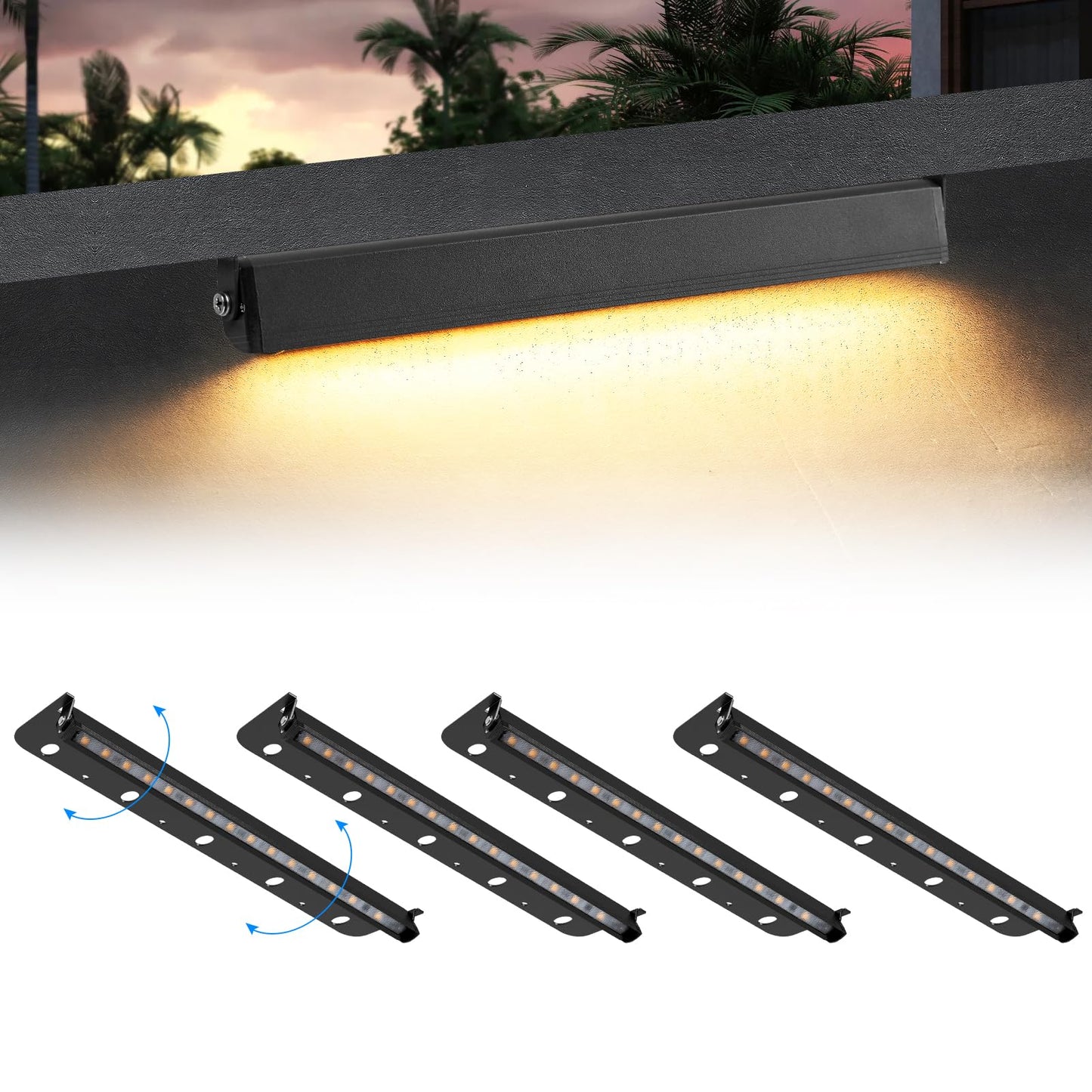 Kwinmyso 4-Packs 5W 12 Inch LED Hardscape Paver Lighting,12V AC/DC Low Voltage Retaining Wall Lights,LED Landscape Lighting,2700K Soft White Outdoor Step Light,50,000 Hours Lifespan-Black
