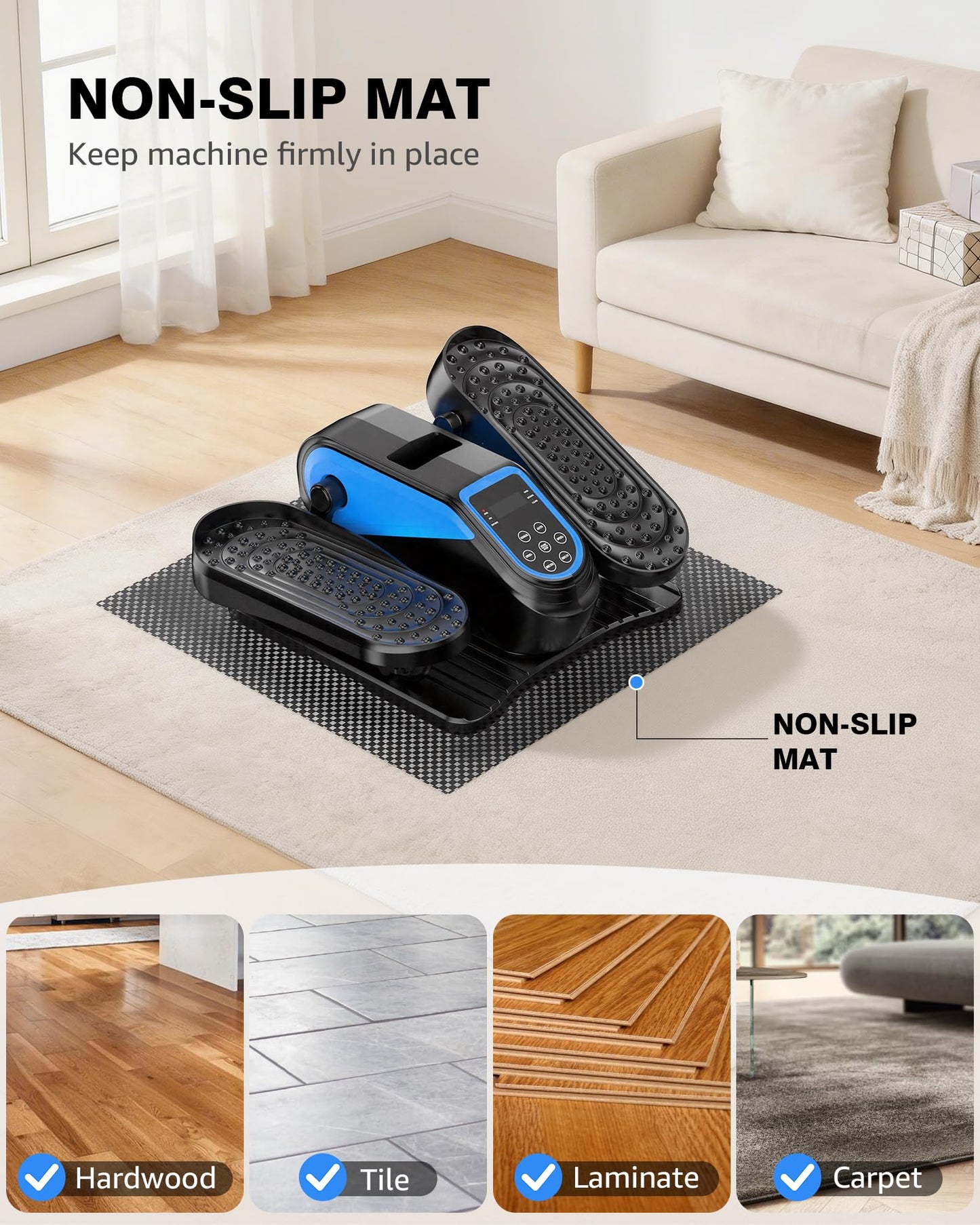 VIVURN® 023 Under Desk Elliptical Mini Electric Leg Exerciser for Senior, 12 Speeds RF Remote Display Monitor Non-Slip Mat, Quiet & Compact Seated Pedal Exerciser for Home Office Gift for Mom Dad