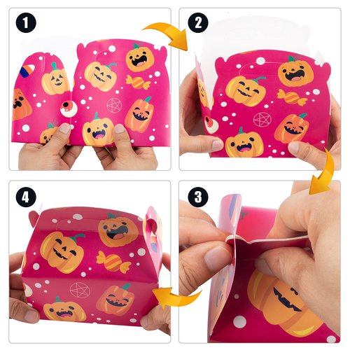 JOYIN 24 Pcs Halloween Candy Boxes with Repetitive Patterns, Kids Halloween Goodie Gable Boxes for Trick-or-Treating, Halloween Party Favors, Halloween Snacks, Event Party Supplies