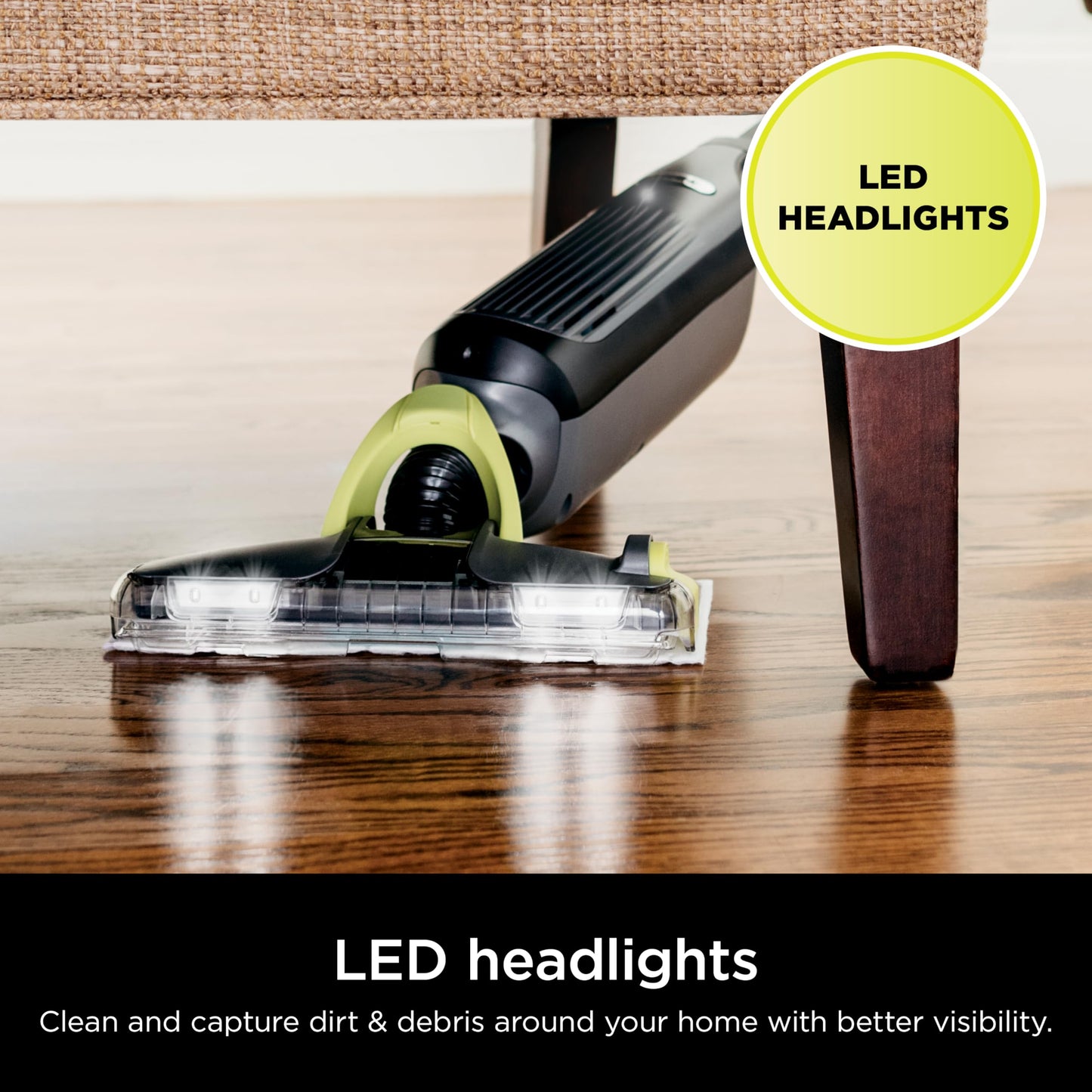 Shark VACMOP Cordless Hard Floor Cleaner, Vacuum and Spray Mop, Powerful Suction, Lightweight, LED Headlights, Includes 4 Disposable Pads, 12oz Multi-Surface Cleaning Solution, Gray, VM252