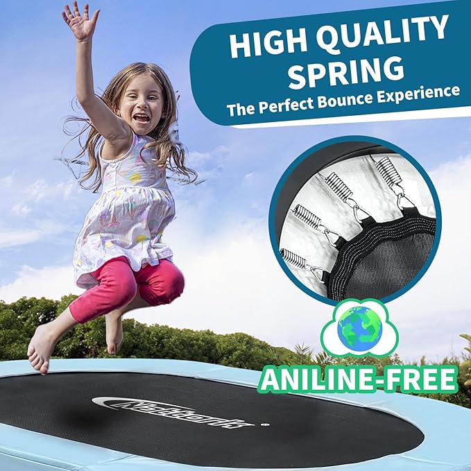Nattork 56" Kids Trampoline Indoor, Double Trampoline with Adjustable Handle for Kids, Indoor/Outdoor Foldable Jumper, Max Load 220lbs