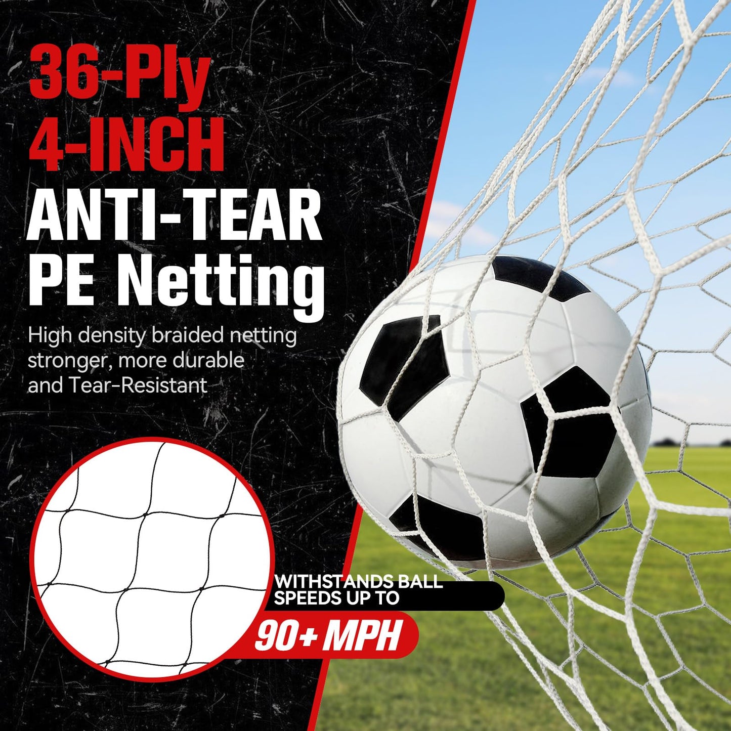 ZEALFEEL 3-in-1 Soccer Goal with Backstop Net & Rebounder, 21x10ft Soccer Rebounder Net with 2 Targets, 36-Strand PE Net, Soccer Training Equipment for Shoot Pass Ball Control Backyard Game