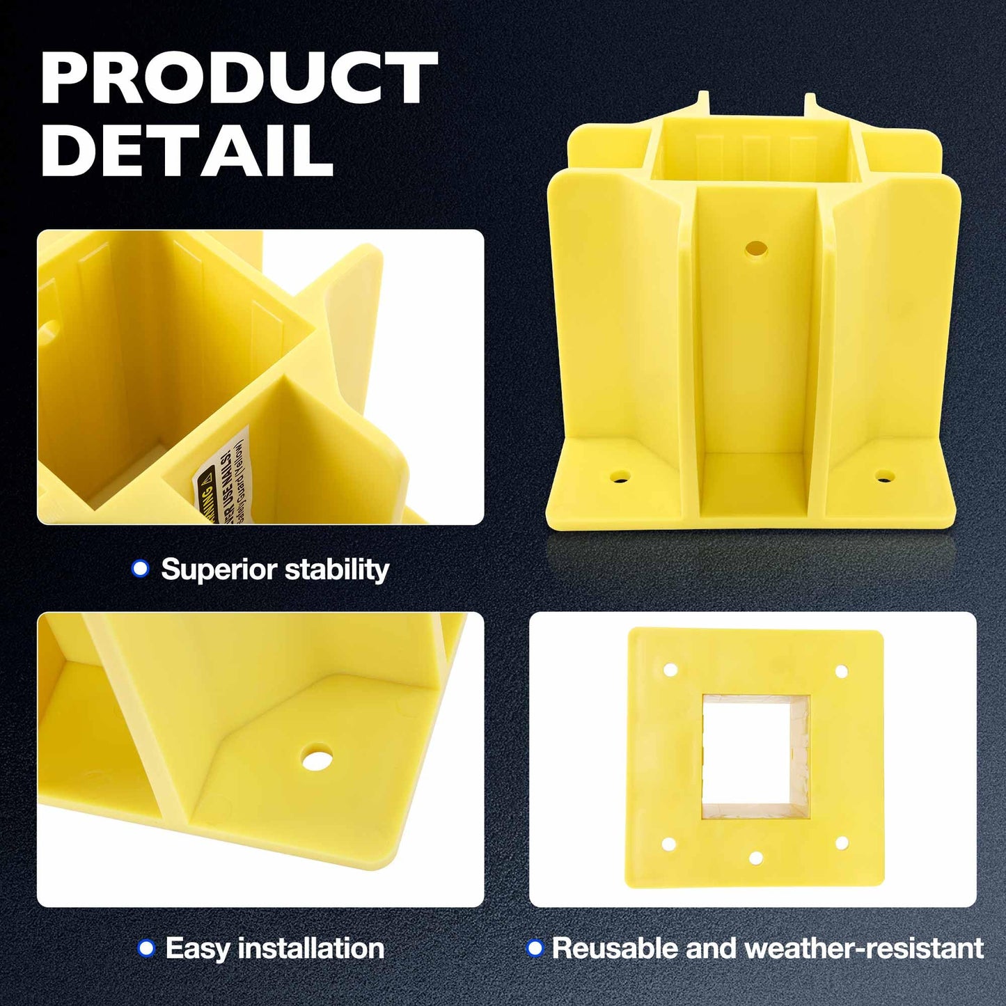 12PCS Yellow Safety Base Boot - Guardrail Base with Toeboard Slots - Reusable Fall Protection Accessories for Residential & Commercial Construction