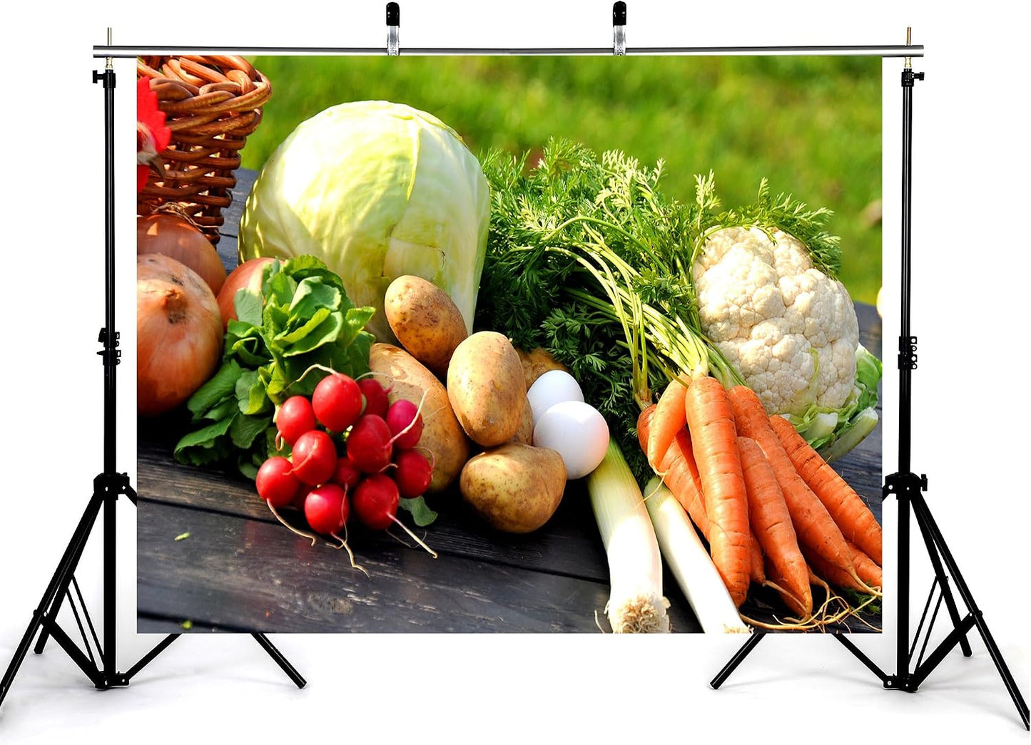 KeyWork 10x7ft Fresh Vegetable Backdrop Assorted Produce Photography Background for Party Farm to Table Themed