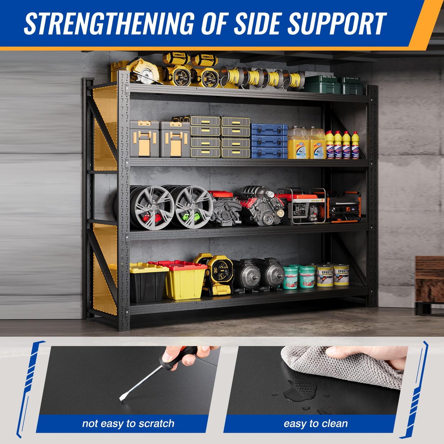 BYNSOE 78.8" W Storage Shelves 7000lbs Garage Metal Shelving Heavy Duty Garage Shelves Adjustable Storage Shelves for Industrial, Factory, (78.8" W X 24" D X 78.8" H)