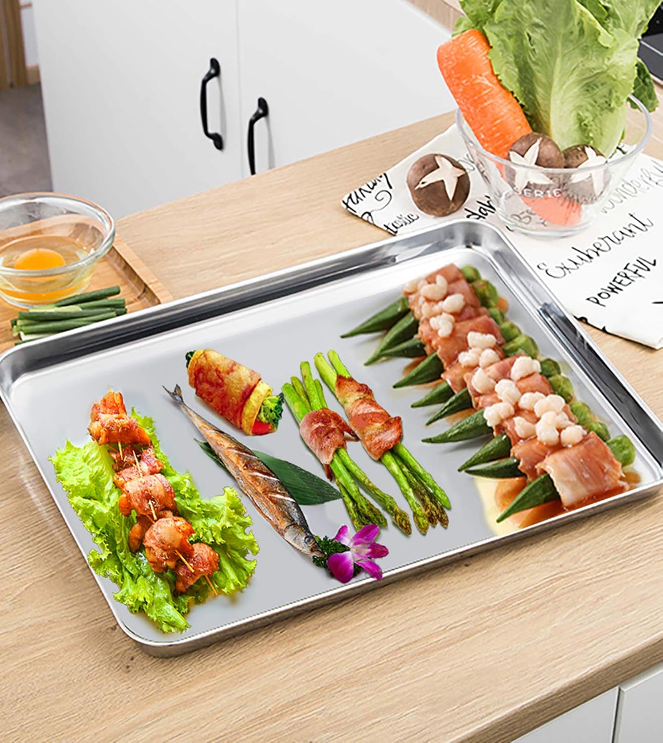 P&P CHEF Baking Sheet Pan Set - 19.6 Inch Stainless Steel Cookie Tray with Cooling Rack, Non-Toxic & Dishwasher Safe