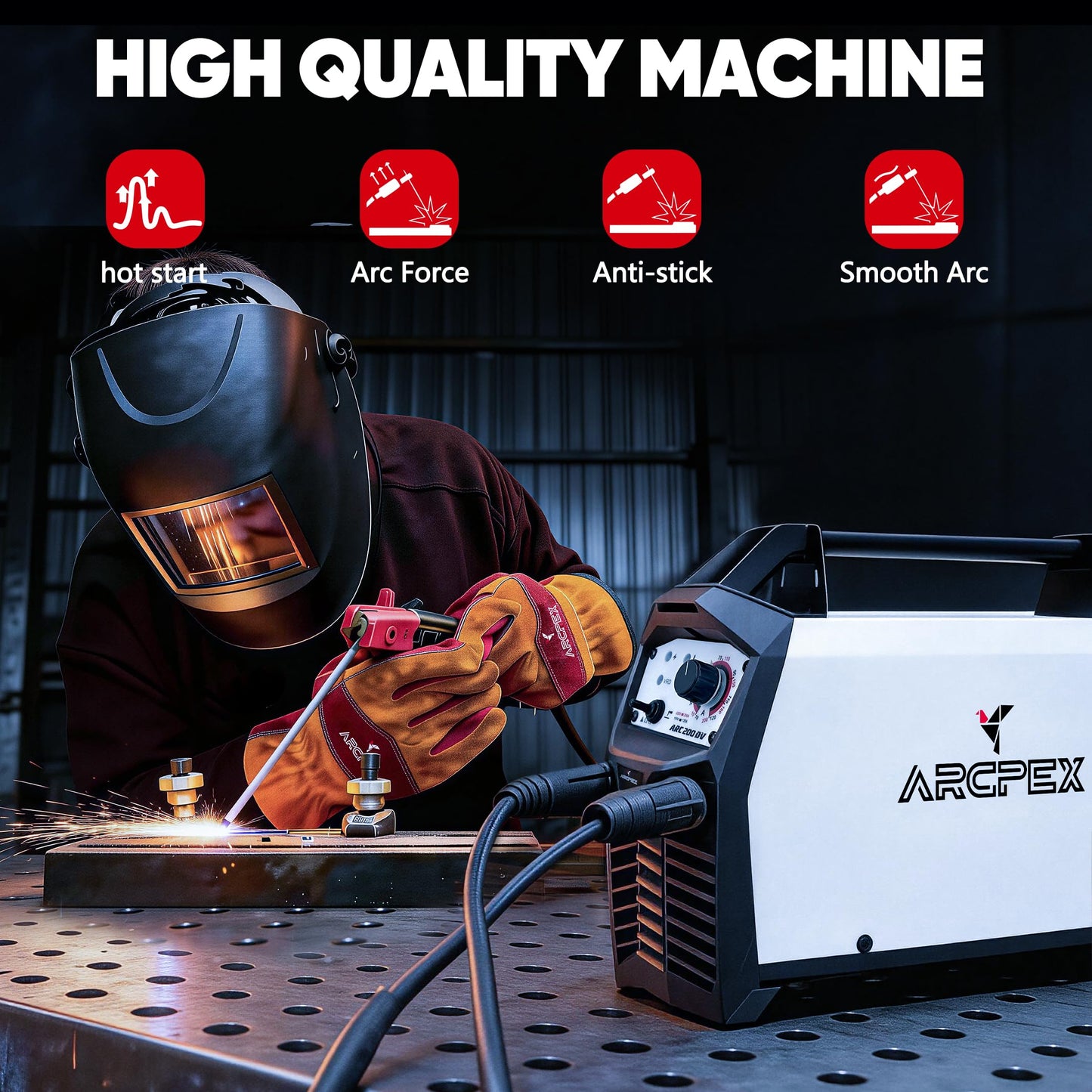 Stick welder and welding gloves