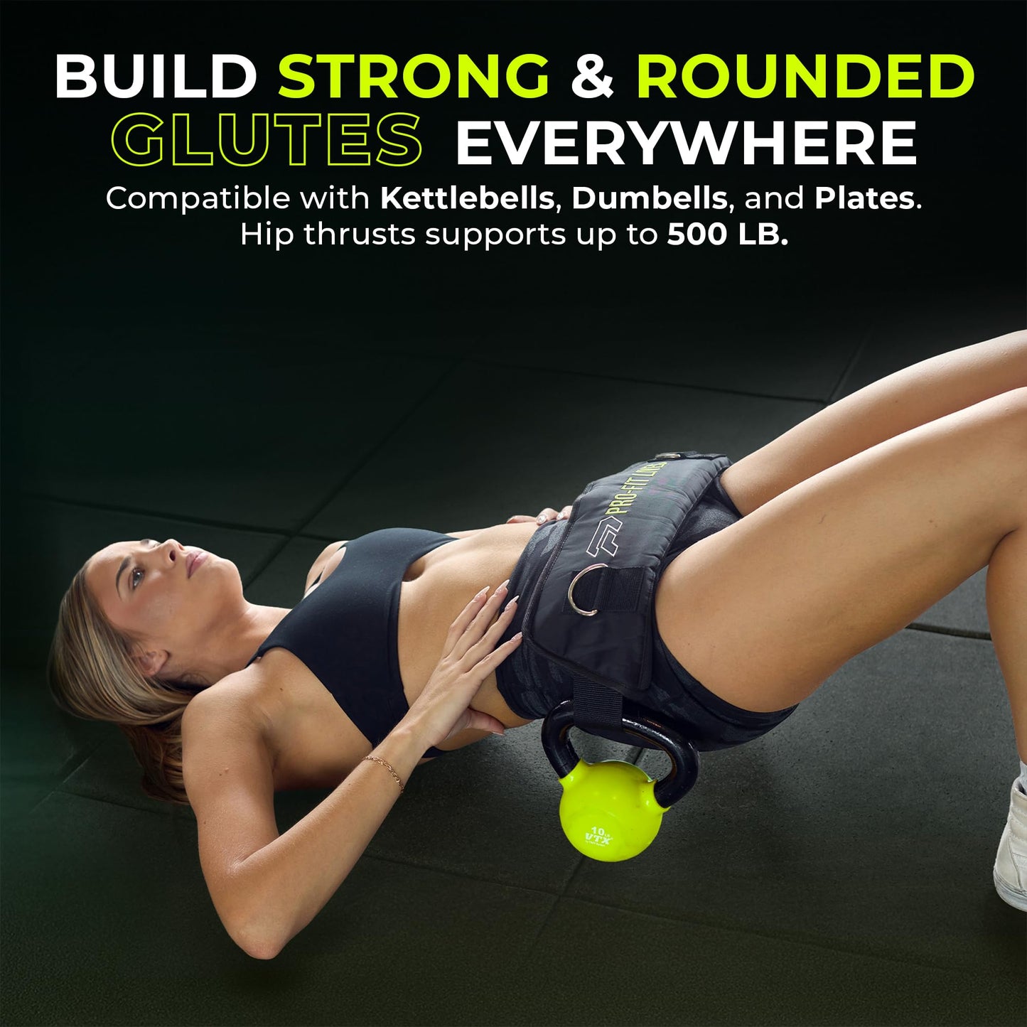 PRO-FIT LIVES Hip Thrust Belt for Dumbbells - Padded Glute Bridge Weight Strap - Adjustable Kettlebell & Plate Holder - Portable Workout Booty Equipment Weightlifting for Women