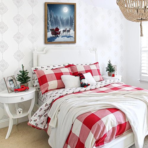 Framed Christmas Wall Decor - Santa Claus Canvas Print with Winter Scene | 16x24in