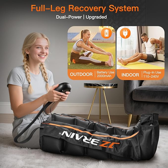 Sequential Air Compression Recovery System : Professional Sequential Compression Boots for Fast Recovery & Circulation Improvement ??Full Leg Recovery Device for Athletes Runners Gym (Small)
