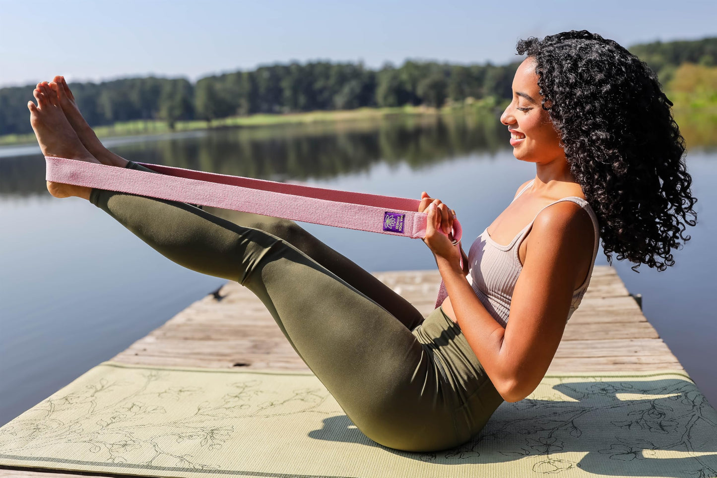 Ima Yoga Fitness - Adaptive Yoga Strap, Yoga Stretching Strap, Extra-Wide 2 Inches, 100% Naturally Soft Cotton, Steel D-Rings, Includes 100% Natural Cotton Storage Pouch (Pink, 8 feet)