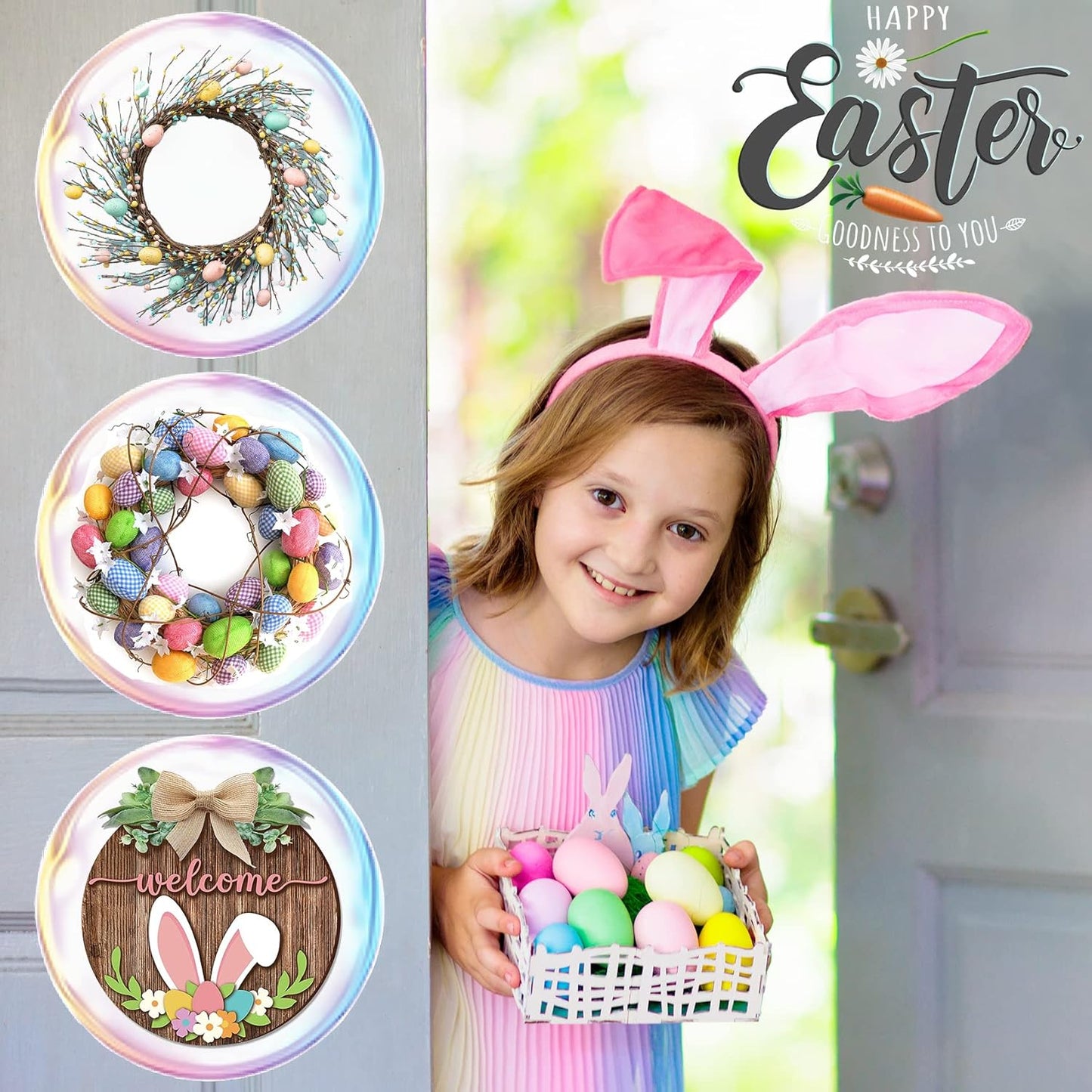 Skiennix Wreath Hangers - 2 Pack Over The Door Hooks for Easter, Christmas & Halloween Decor