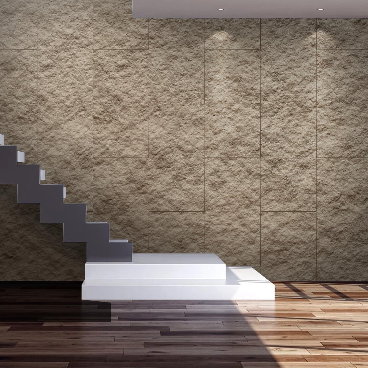 KASARO PU 3D Faux Stone Wall Panels, 4 PCS Wainscoting Panel for Interior Wall Decor, Cement Texture Accent for Home, Office, 47.2×23.6inch, Stone Yellow