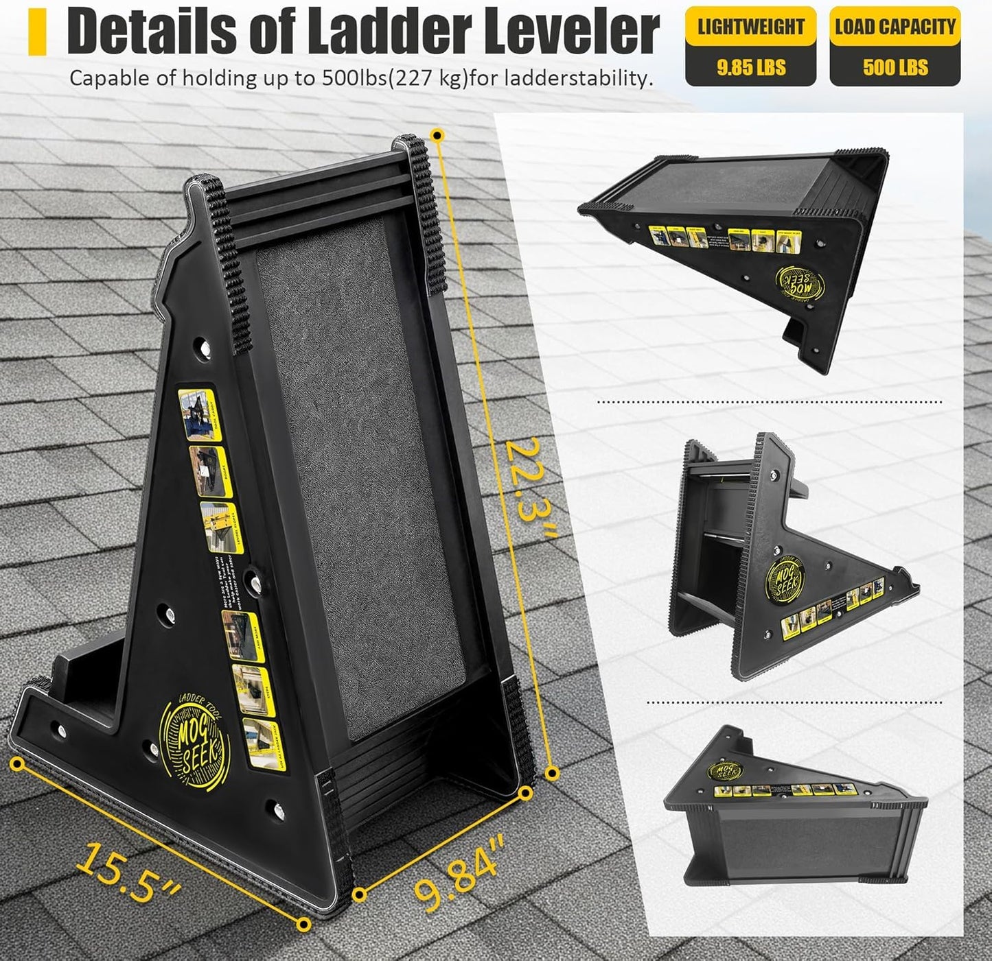 2 Pack Stable Platform Ladder Leveler - Ladder Levelers for Extension Ladders with Storage for Uneven Surfaces