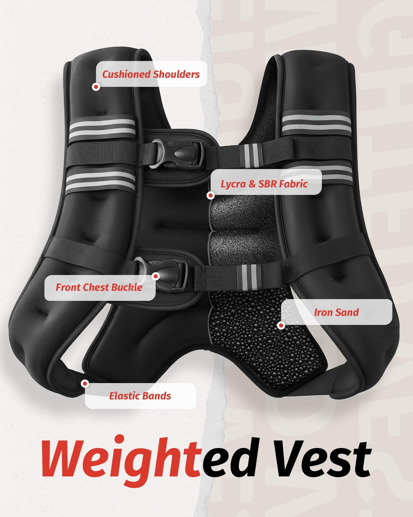 ZELUS Weighted Vest, 6lb/8lb/12lb/16lb/20lb/25lb/30lb Weight Vest with Reflective Stripe for Workout, Strength Training, Running, Fitness, Muscle Building, Weight Loss, Weightlifting, Black(20 lb)