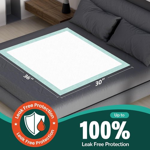 MILDPLUS Disposable Bed Pads - Extra Large 30''x36'' Incontinence Underpads with Adhesive Strips - 30 Count