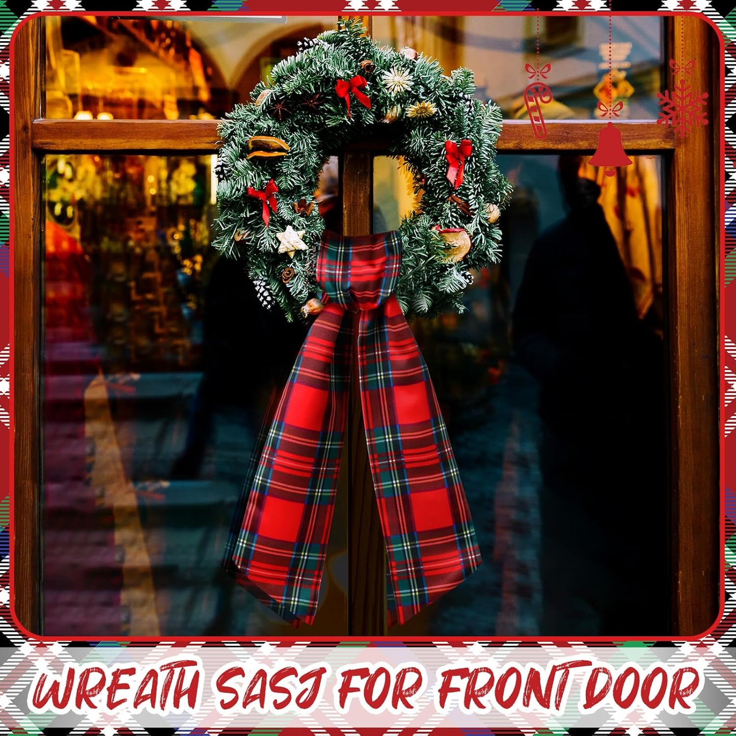 VitalCozy Christmas Wreath Sash - Satin Ribbon for Monogrammed Decor | Indoor/Outdoor Holiday Accessory