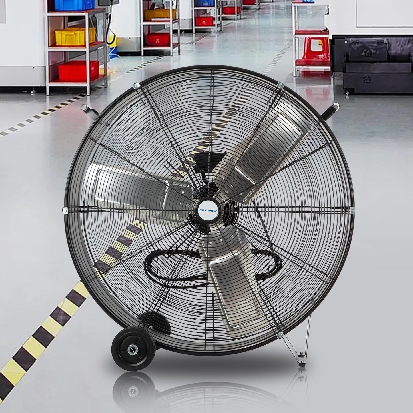 BILT HARD 34" 15000 CFM High Velocity Drum Fan, 2-Speed Heavy Duty Industrial Shop Fan with Casters & Handle for Warehouse, Factory Workshop and Garage Use