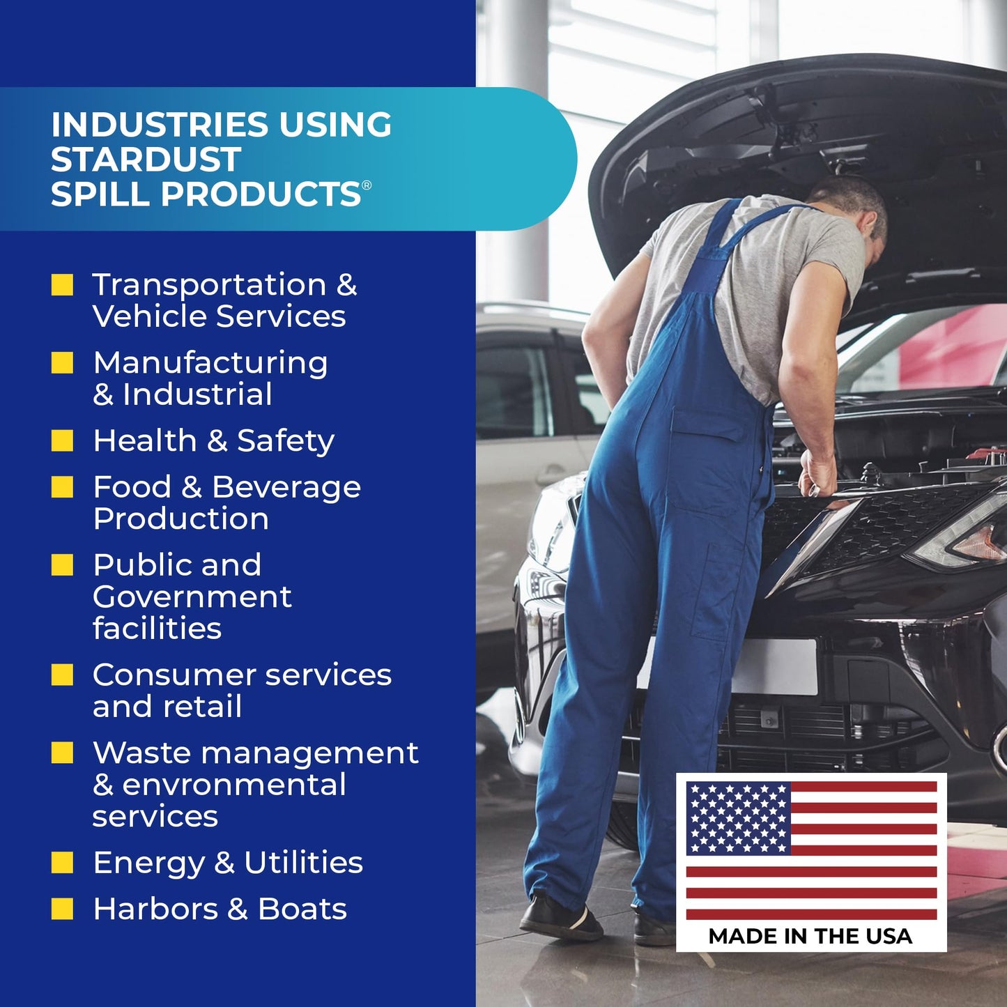 Stardust Spill Products Universal Spill Kit – OSHA Compliant Solution for Vehicles, Industrial, & Restaurant Use, Emergency Response Chemical, Water, & Bodily Fluid Cleanup, 6-Pack
