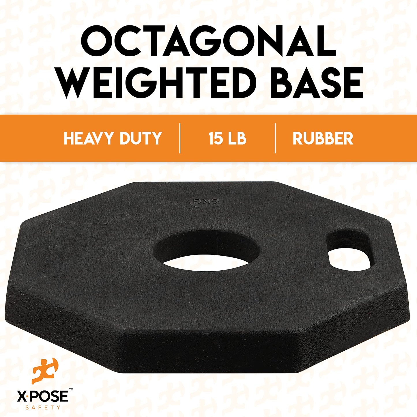 Xpose Safety 45" Orange Delineator Posts with Base, 3-Pack – Ring Top, 10" Reflective Band, 13 lb Rubber Base – Traffic, Parking, Construction, Events