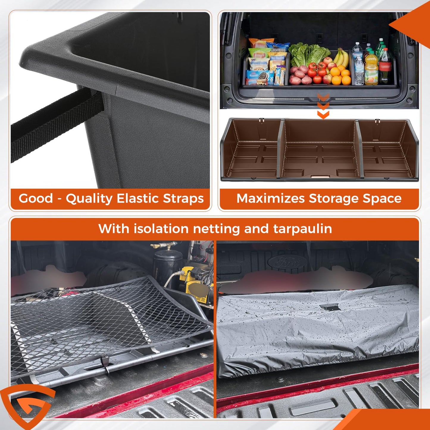 GEARLAST 56 inch Truck Bed Cargo Box, Truck Bed Organizers and Storage,Truck Bed Storage System with Isolation Netting and Tarpaulin, Tailgate-slide Design for Effortless Loading/Unloading