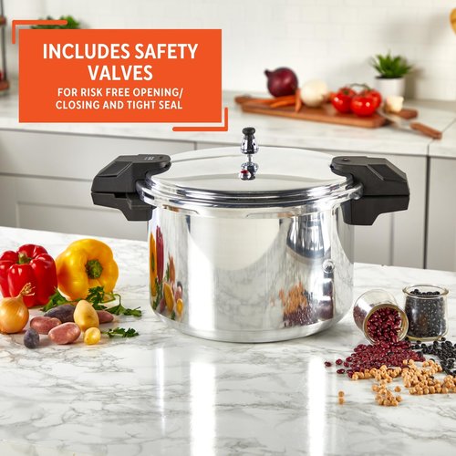 IMUSA USA A417-80807 16Qt Jumbo Stovetop Pressure Cooker with Regulator and Side Handles, Silver