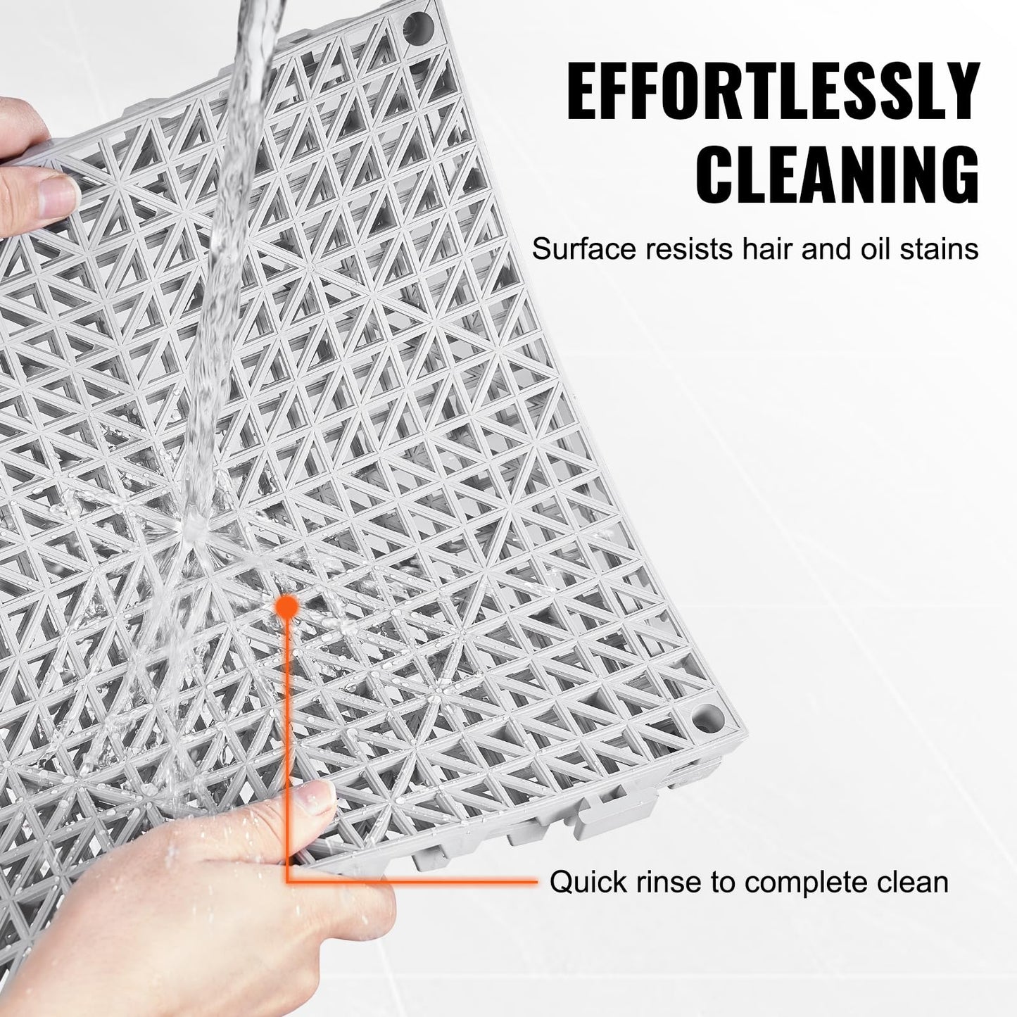 Happybuy Tiles Interlocking 50 PCS Gray, Drainage 12x12x0.6 Inches, Outdoor Floor Tiles, Outdoor Interlocking Tiles, Deck Flooring for Pool Shower Bathroom Patio Garage