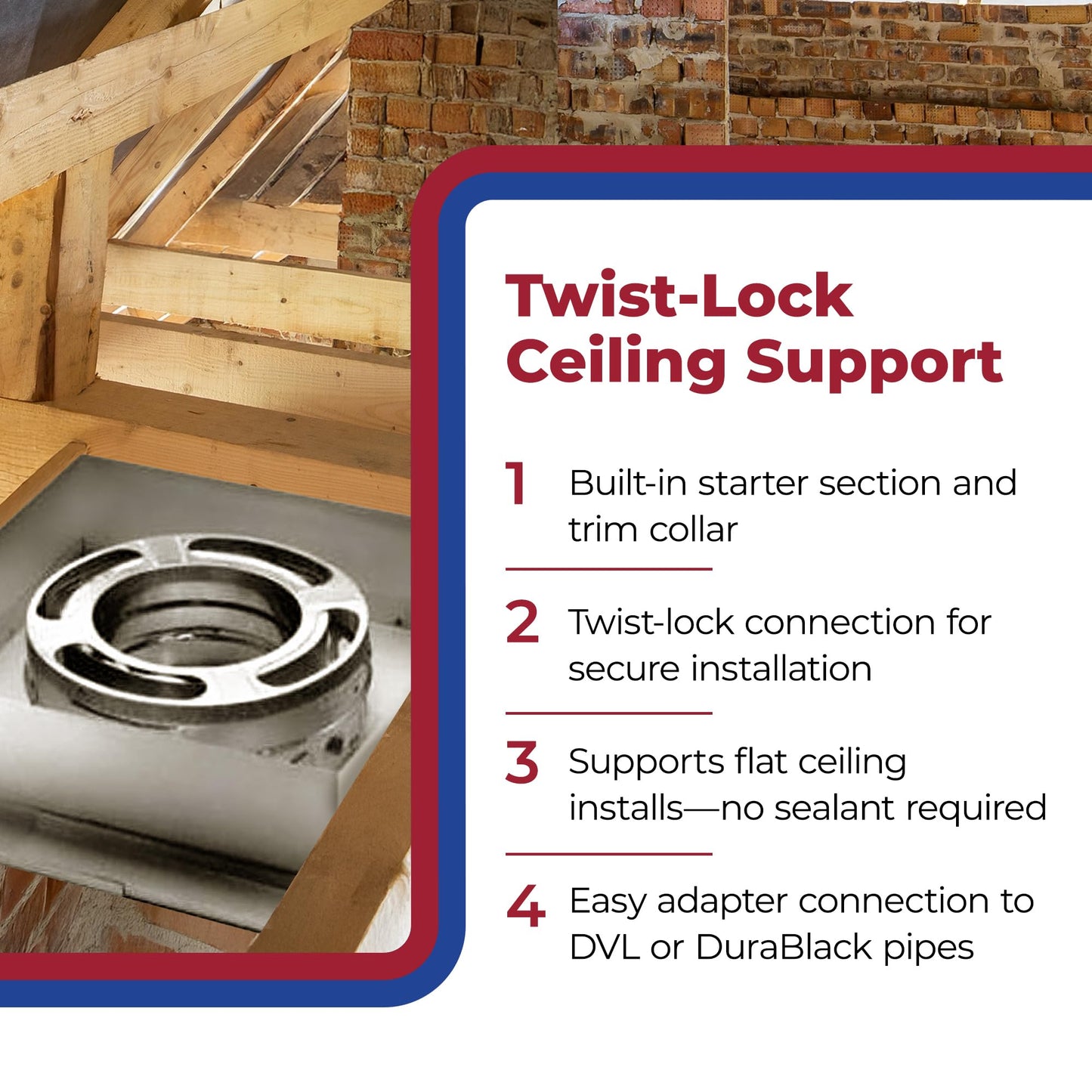 DuraVent Steel Triple Wall Flat Ceiling Support Box