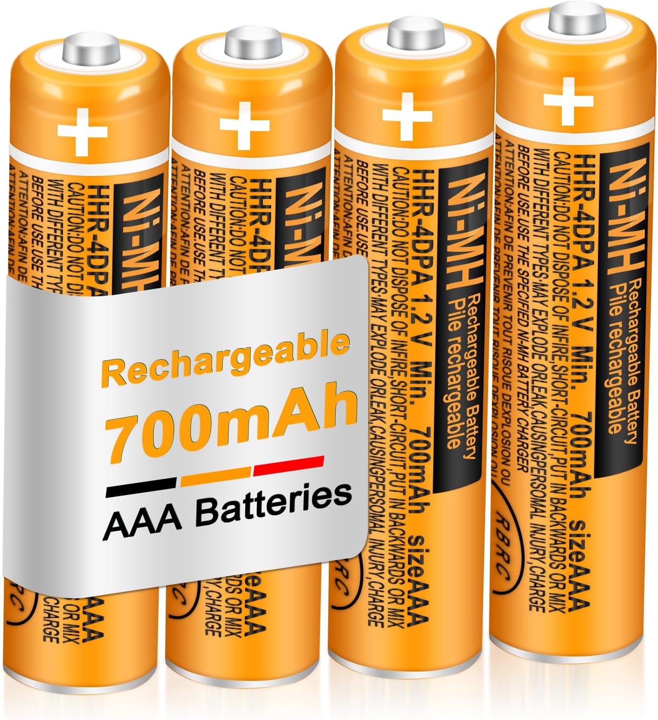 CUCESH 1.2V 700mah (4) NI-MH AAA Rechargeable Battery Rechargeable AAA Batteries for Panasonic Cordless Phones, Remote