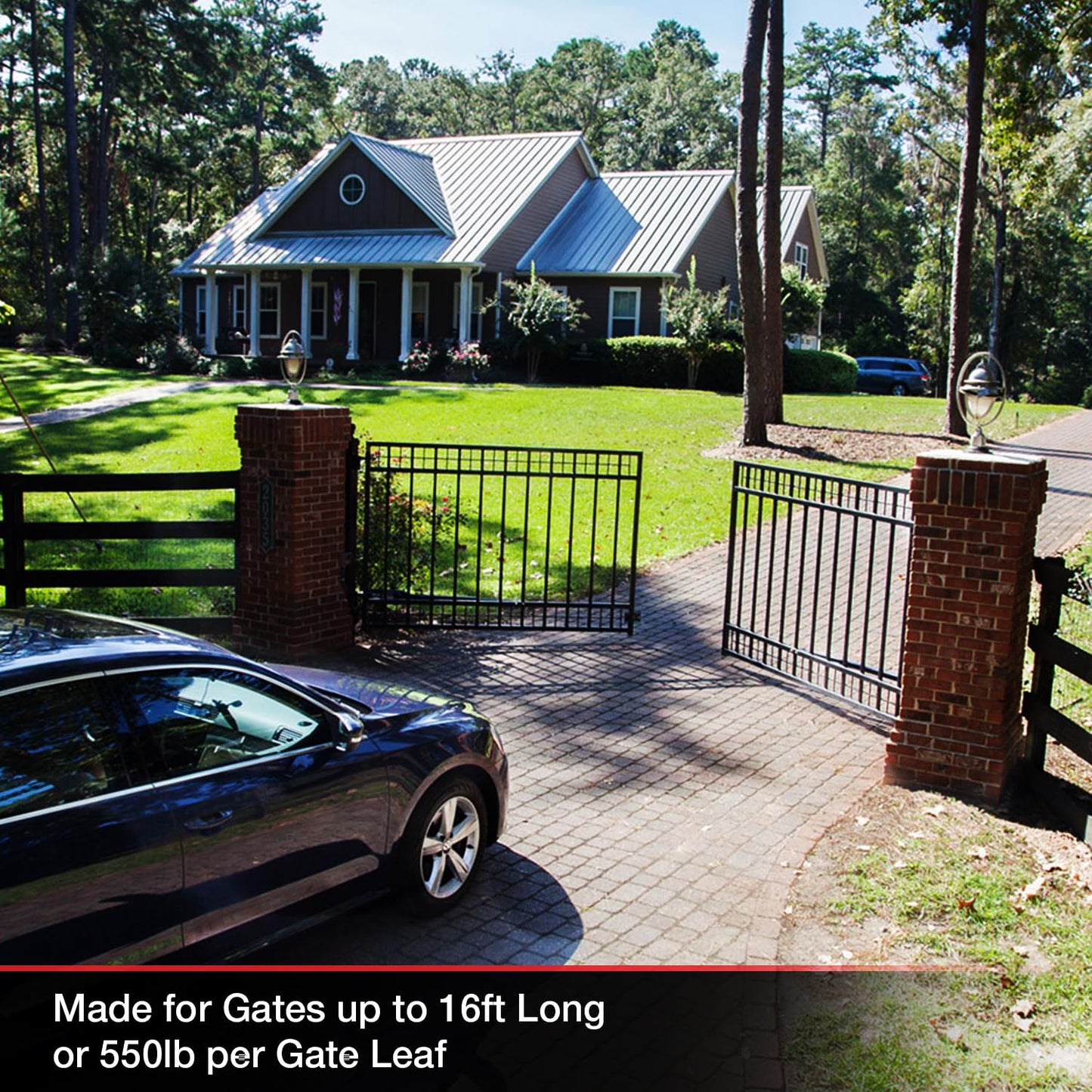 Mighty Mule MM372W Dual Automatic Gate Opener, Smart and Solar Ready-Up to 16ft Long or 550lb per Leaf, Black, 1 Gate Opener Kit