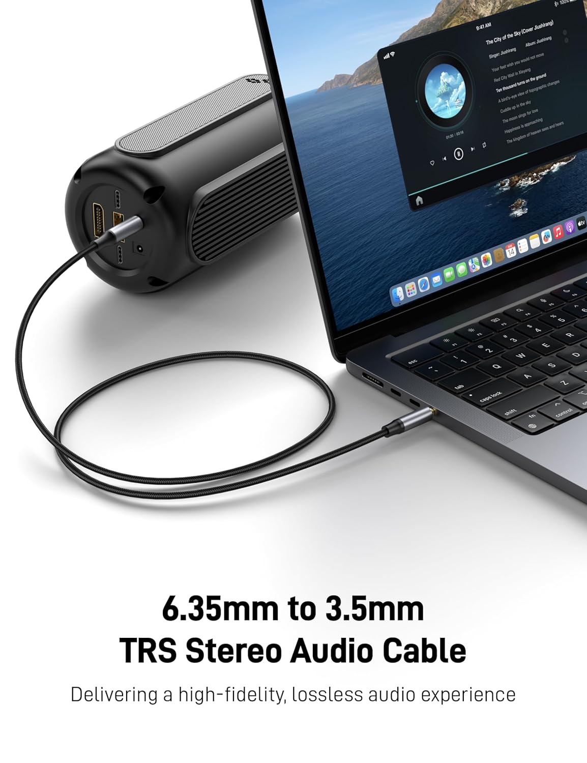3.5mm 6.35mm 3.3FT, 6.35 1/4" 3.5 1/8" to Stereo Audio Cable Male to Male TRS Stereo Audio Cable for Guitar, Laptop