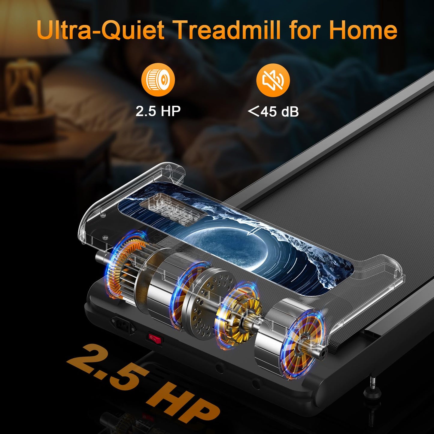 Walking Treadmill Pad with Incline Handle Bar, Silent Fitness Equipment, Treadmill with 4-in-1 Modes, Easy Assembly, Portable Home Gym Equipment