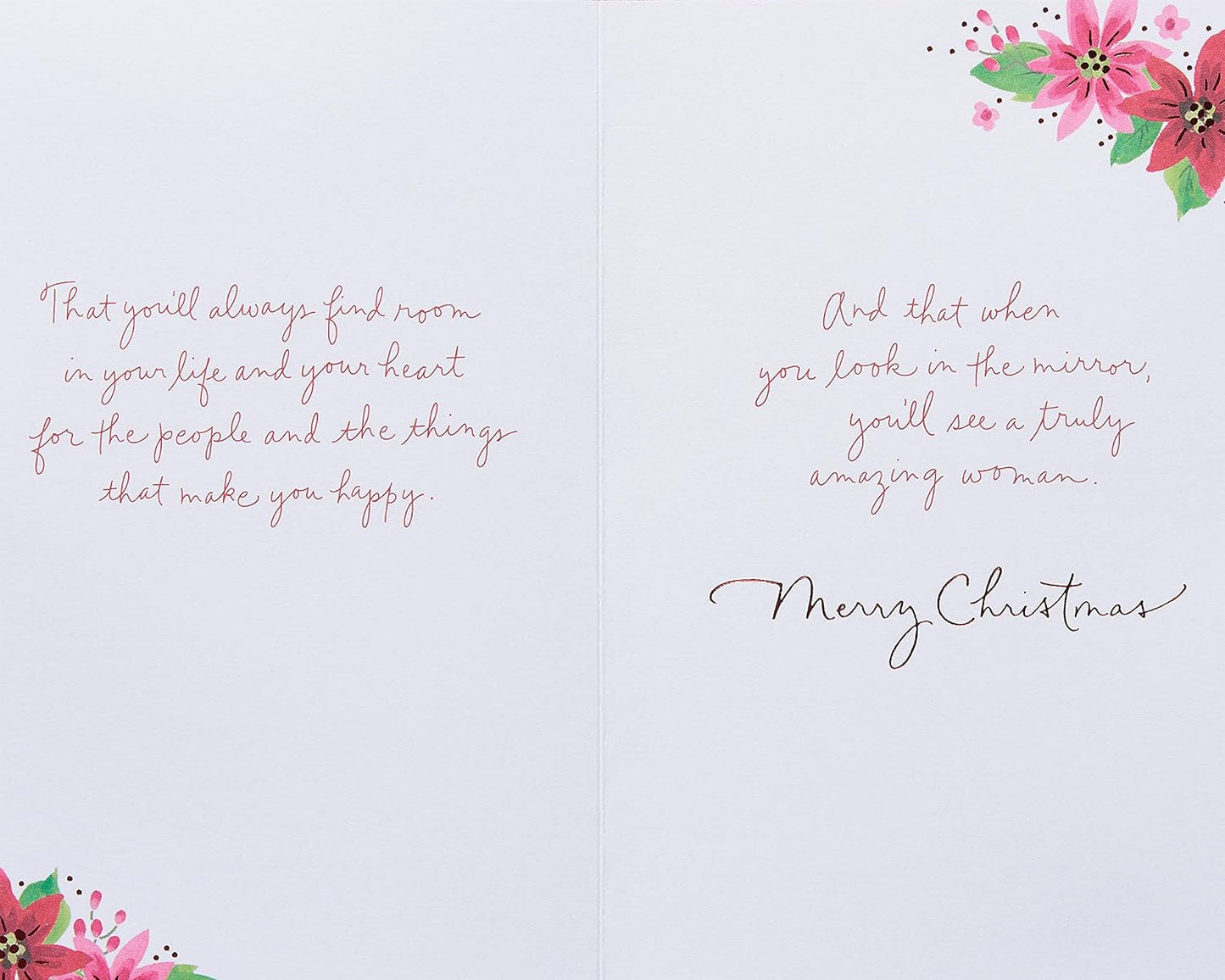 American Greetings Christmas Card - Festive Floral Design with Poinsettias & Ribbon for Daughter