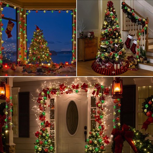 iShabao Battery Operated Christmas Light 13.5ft 20 LED with Timer & 8 Modes Waterproof Christmas Ball Ornaments String Lights for Xmas Tree Wreath Bush Party Home Garden Indoor Decor