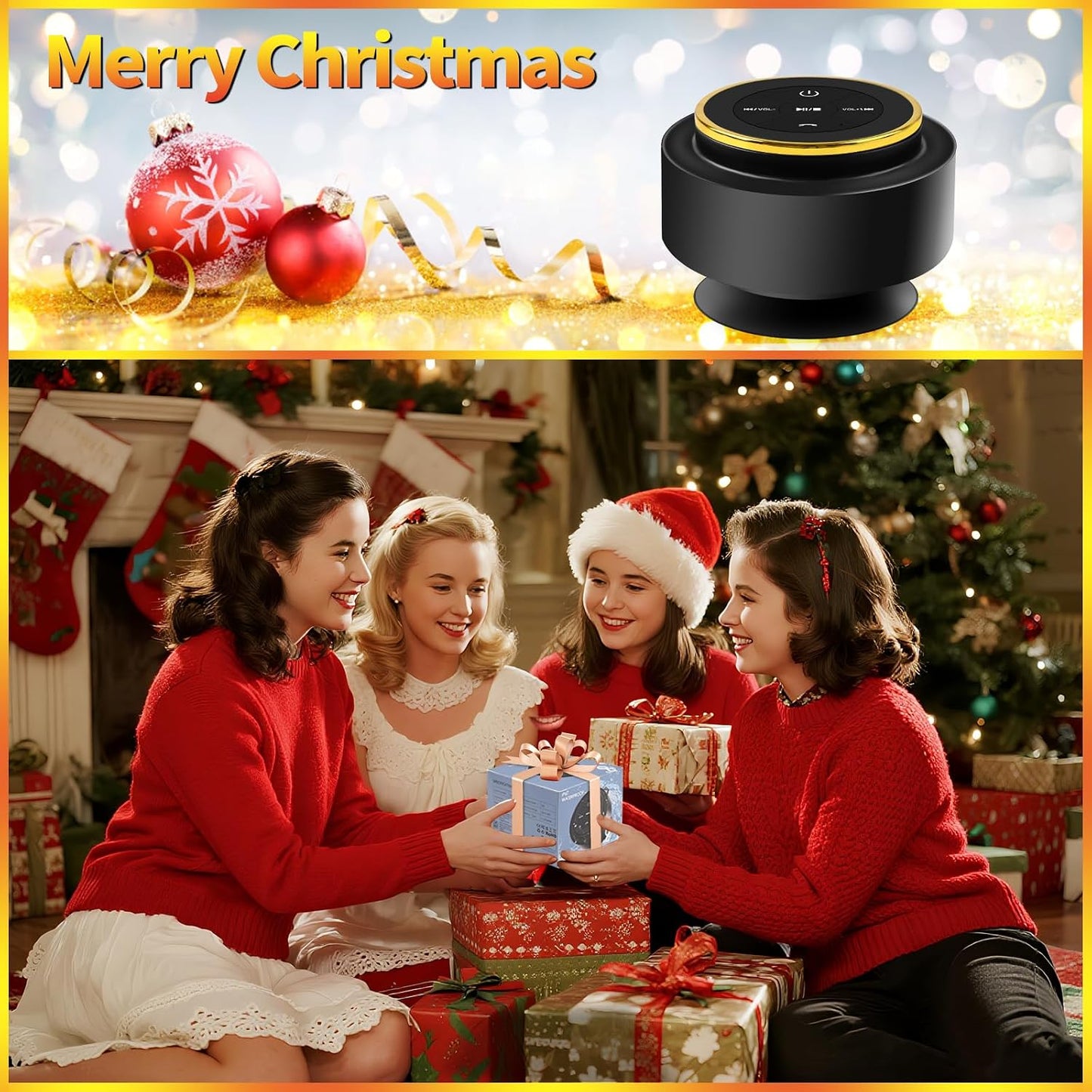 Kebrela IP67 Bluetooth Shower Speaker with Carabiner, Portable Bluetooth Speakers with Suction Cup, Waterproof
