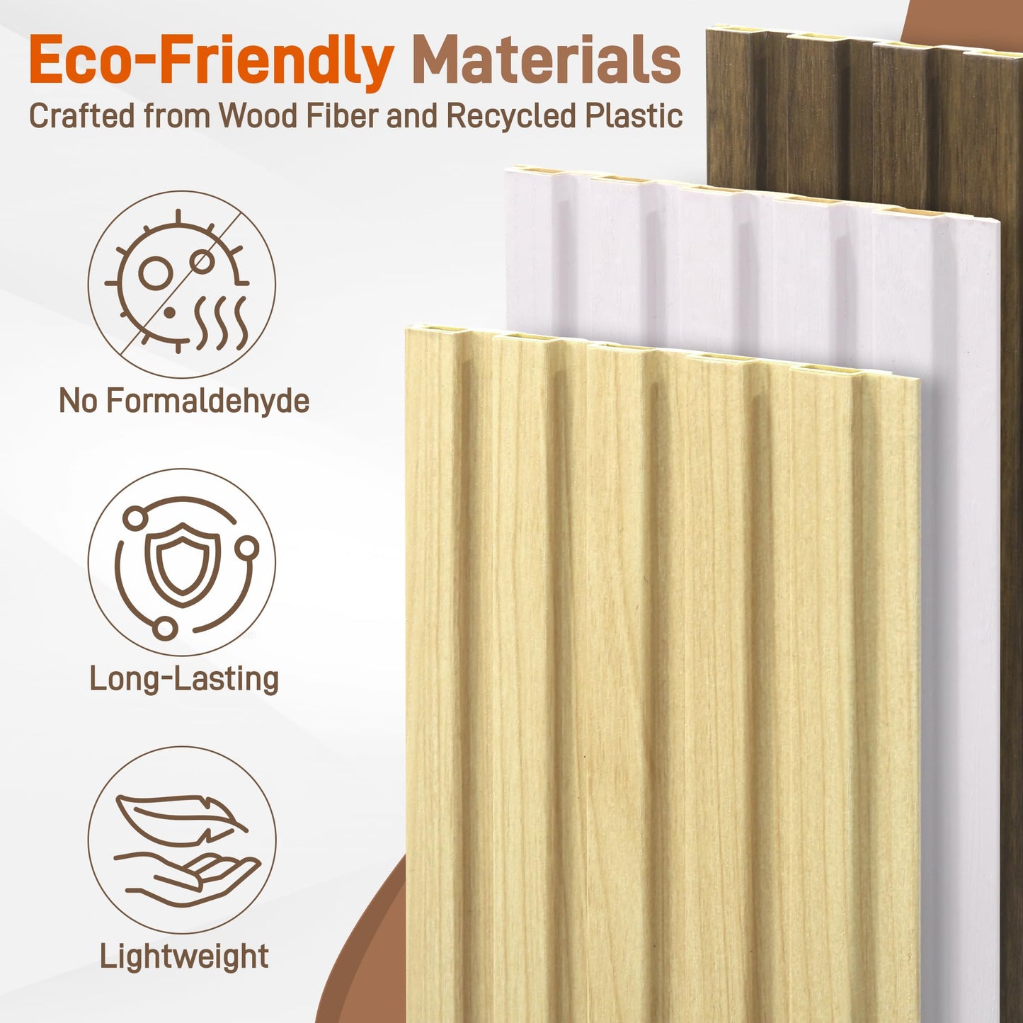 LETKEYS WPC Wainscoting Panels, 16 Packs 48 x 6 Inch 3D Wall Panels for Interior Wall Decor, Living Room, Bedroom, TV Background, Accent Slat Wall Paneling, Light Walnut