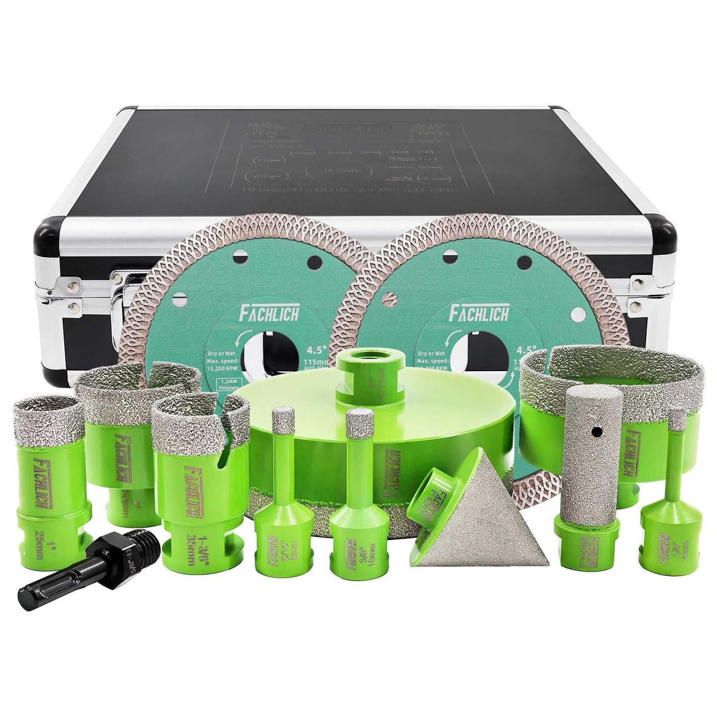 Tile Hole Saw Kit Diamond - (6/8/10/25/35/50/75/127mm Drill Bits+Finger Bit+Chamfer Bit+Adapter+Tile Blade) Diamond Hole Saw Kit for Porcelain Ceramic Marble Brick Granite,5/8"-11 Thread
