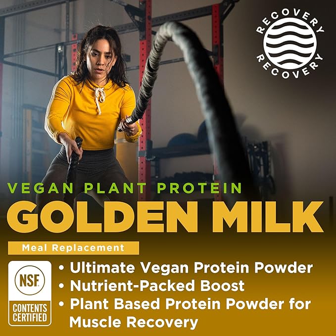 Gnarly Nutrition Golden Milk Vegan Protein Powder ??Plant-Based Powder for Shakes ??Dairy-Free, Non-GMO, Gluten-Free ??28.2 oz