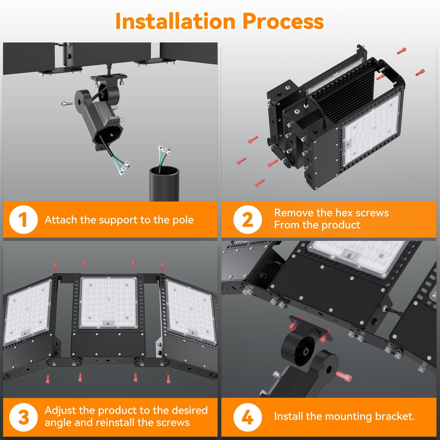 SOLLA 2025 New Upgraded 600W Dusk to Dawn LED Parking Lot Light 90000lm 5000K, ETL, AC85-277V, IP67 Waterproof Adjustable 3-Head Street Lights Outdoor, Pole & Wall-Mounted Flood Lights for Stadium