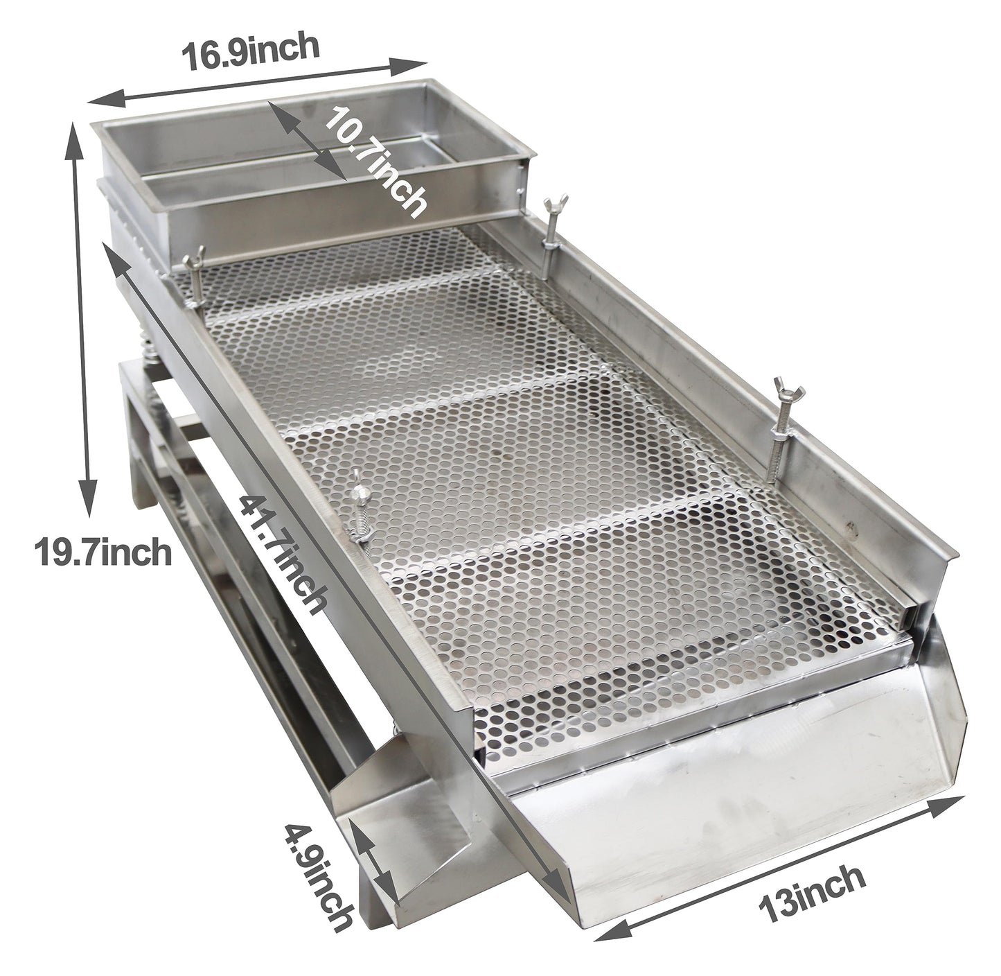 TECHTONGDA Straight Vibrating Sieve Screen Shaker Electric Linear Sifter Machine Stainless Steel One Layer Two Motor 10mm Screen Size 15.7×37.4inch 110V
