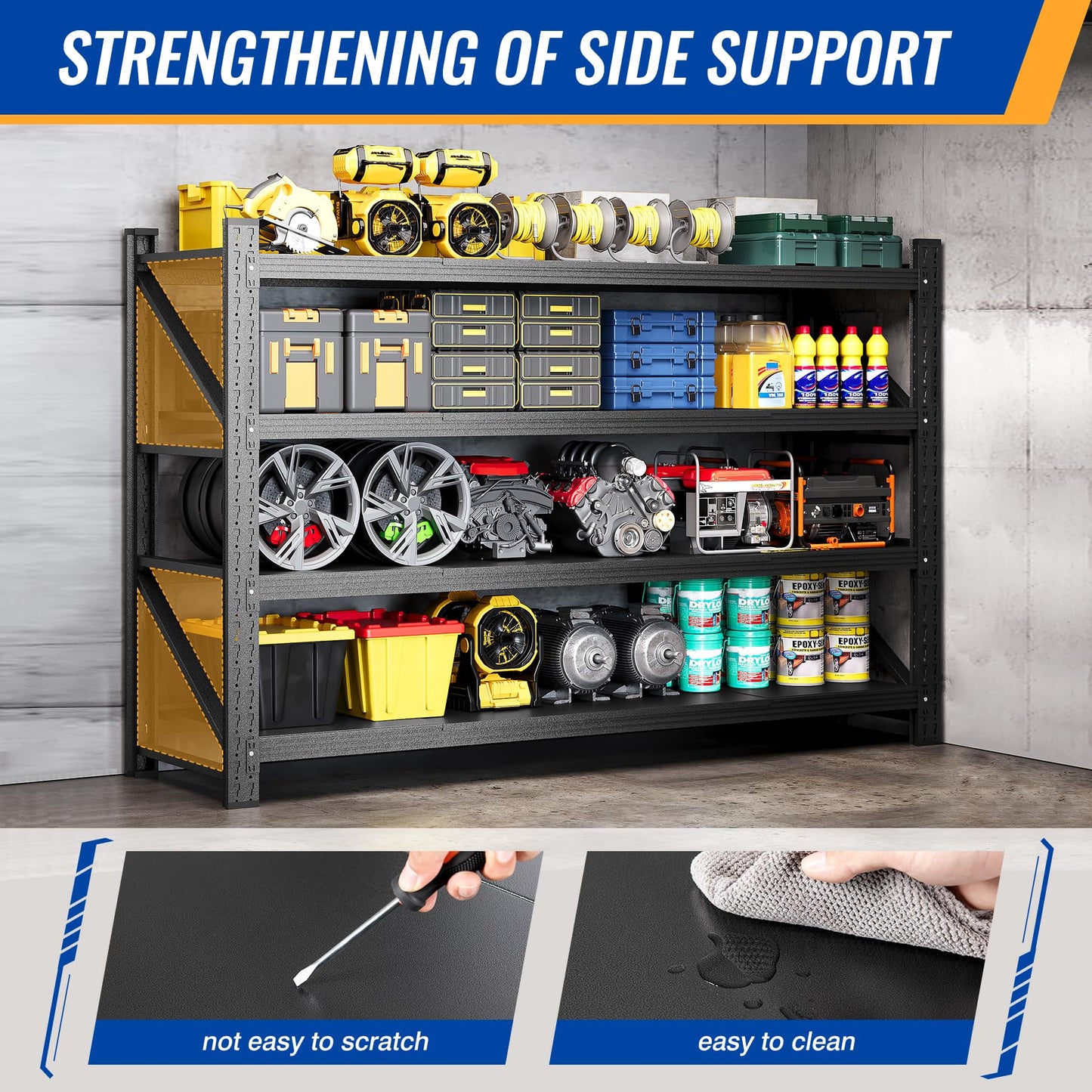 BYNSOE 71" W Garage Shelving Storage Shelves 5000LBS Metal Heavy Duty Garage Shelves Units Adjustable Storage Shelves for Industrial, Factory,71" W X 24" D X 69" H