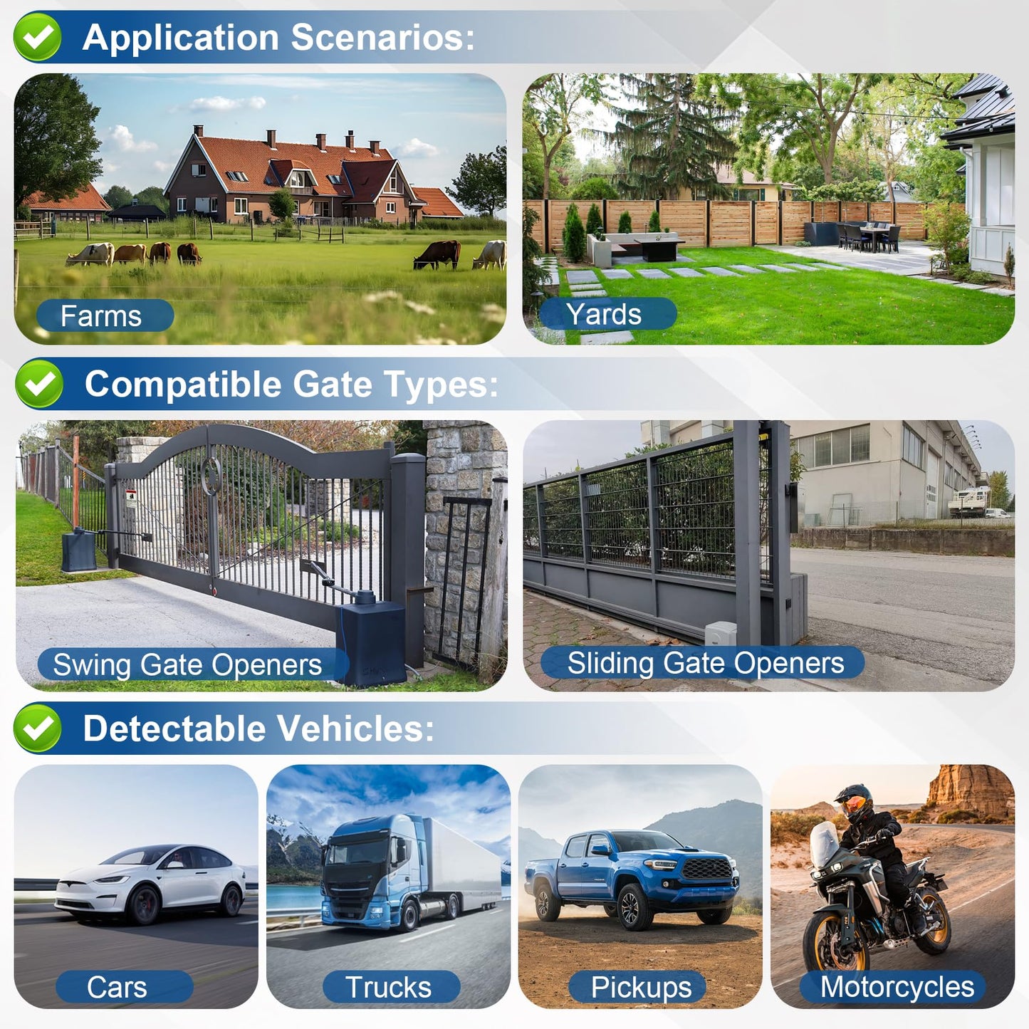 Vehicle Exit Sensor for Automatic Gate Opener with 100 ft Cable, Compatible with Mighty Mule, Ghost Controls, LiftMaster Vehicle Door Opening Systems